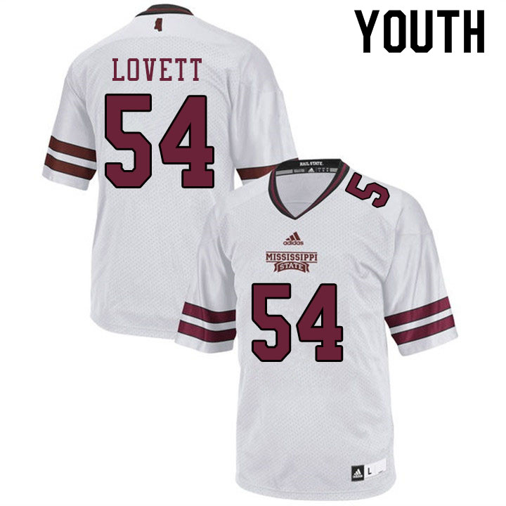Youth #54 Fabien Lovett Mississippi State Bulldogs College Football Jerseys Sale-White - Click Image to Close